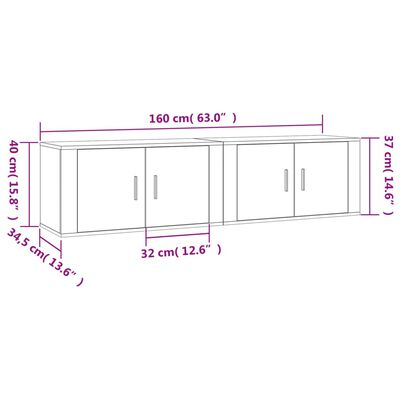 vidaXL Stenska TV omarica 2 kosa betonsko siva 80x34,5x40 cm