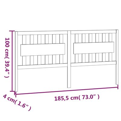 vidaXL Posteljno vzglavje črno 185,5x4x100 cm trdna borovina