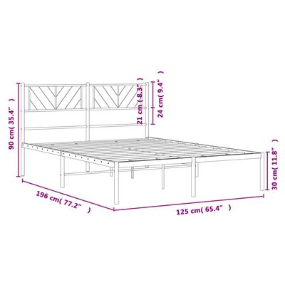 vidaXL Kovinski posteljni okvir z vzglavjem črn 120x190 cm