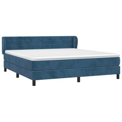 vidaXL Box spring postelja z vzmetnico temno modra 160x200 cm žamet