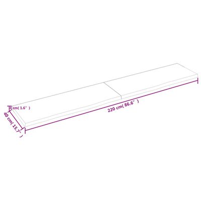 vidaXL Kopalniški pult temno rjav 220x40x(2-4) cm obdelan trden les