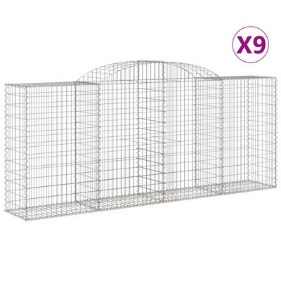 vidaXL Obokane gabion košare 9 kosa 300x50x120/140 cm pocinkano železo