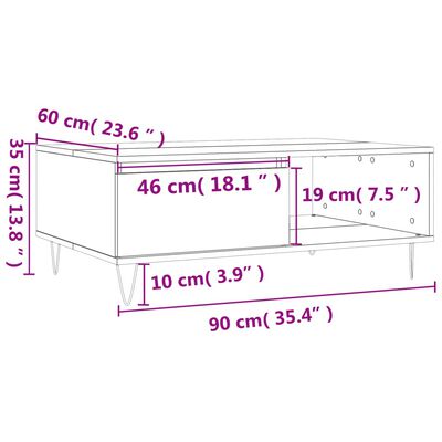 vidaXL Klubska mizica dimljeni hrast 90x60x35 cm inženirski les