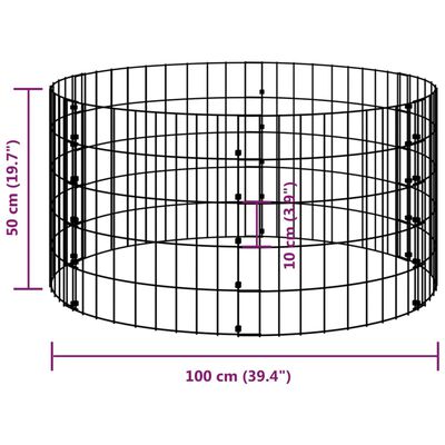 vidaXL Okrogel gabion pocinkano jeklo Ø100x50 cm