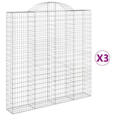 vidaXL Obokane gabion košare 3 kosi 200x30x200/220 cm pocinkano železo