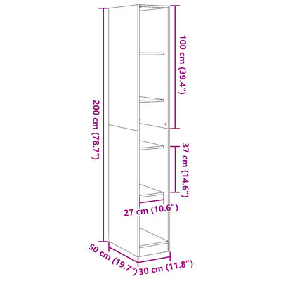 vidaXL Garderobna omara betonsko siva 30x50x200 cm inženirski les