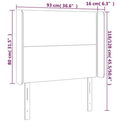 vidaXL Vzglavje z ušesi sivo 93x16x118/128 cm umetno usnje