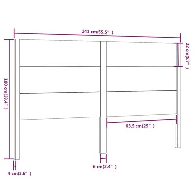 vidaXL Posteljno vzglavje belo 141x4x100 cm trdna borovina