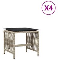 vidaXL Vrtni stolčki z blazinami 4 kosi sv. sivi 41x41x36 cm PE ratan