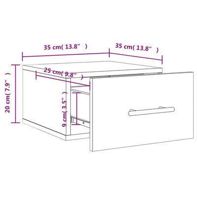 vidaXL Stenska nočna omarica betonsko siva 35x35x20 cm