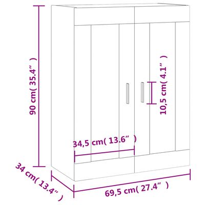 vidaXL Stenska omarica bela 69,5x34x90 cm