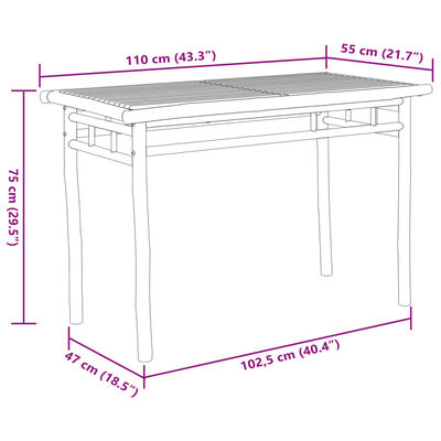 vidaXL Vrtna jedilna miza 110x55x75 cm bambus