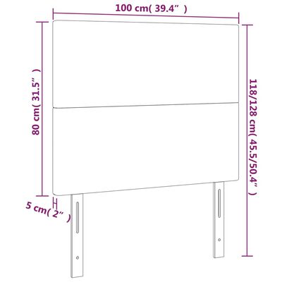 vidaXL LED posteljno vzglavje sivo 100x5x118/128 cm umetno usnje