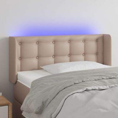 vidaXL LED posteljno vzglavje kapučino 103x16x78/88 cm umetno usnje