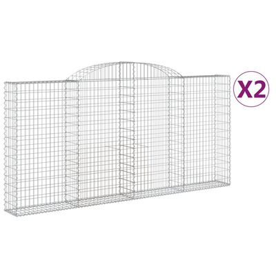 vidaXL Obokane gabion košare 2 kosa 300x30x140/160 cm pocinkano železo