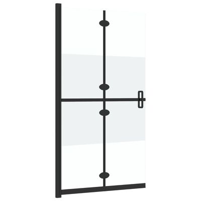 vidaXL Zložljiva pregrada za tuš delno mlečno ESG steklo 100x190 cm