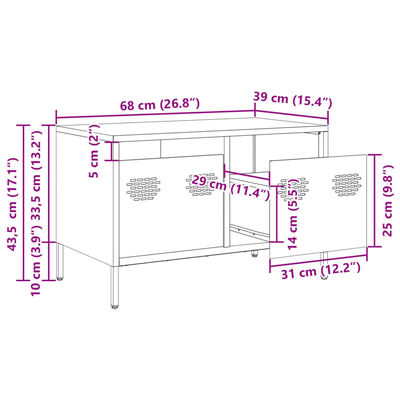 vidaXL TV omarica črna 68x39x43,5 cm hladno valjano jeklo