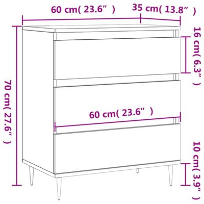 vidaXL Komoda bela 60x35x70 cm inženirski les