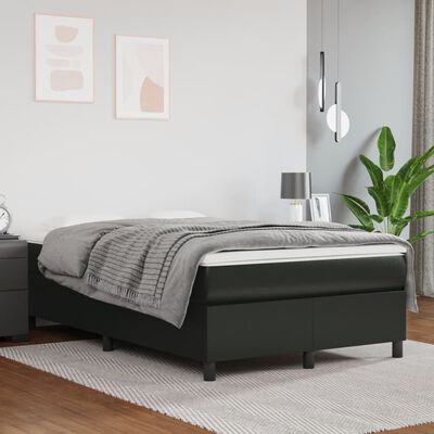 vidaXL Boxspring postelja z vzmetnico črna 120x190 cm umetno usnje