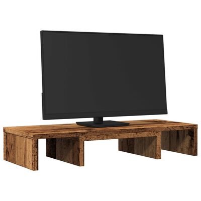 vidaXL Stojalo za monitor nastavljivo starinski les 60x24x10,5 cm les