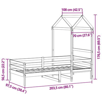 vidaXL Dnevna postelja s streho 90x200 cm trdna borovina