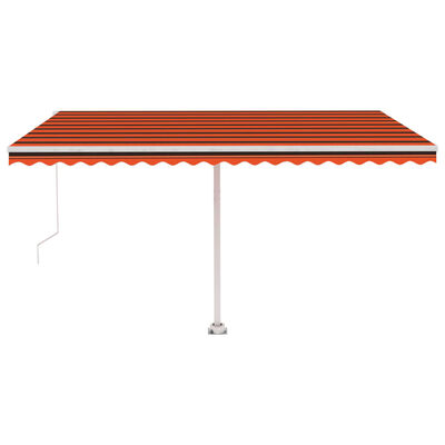 vidaXL Ročno zložljiva tenda z LED lučmi 450x350 cm oranžna in rjava