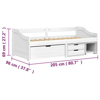 vidaXL Dnevna postelja z 3 predaloma IRUN 90x200cm trdna borovina