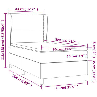 vidaXL Box spring postelja z vzmetnico temno rjava 80x200 cm blago