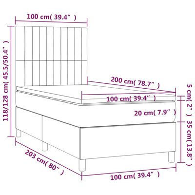 vidaXL Box spring postelja z vzmetnico črna 100x200 cm blago