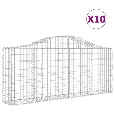 vidaXL Obokane gabion košare 10 kosov 200x30x80/100 cm cinkano železo