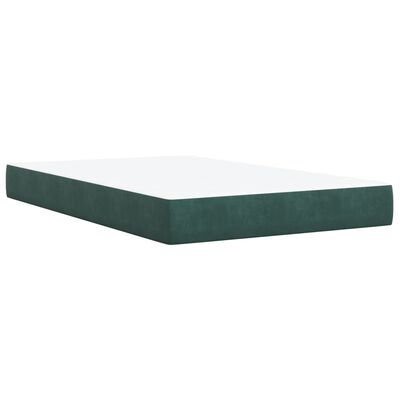 vidaXL Box spring postelja z vzmetnico temno zelena 120x200 cm žamet