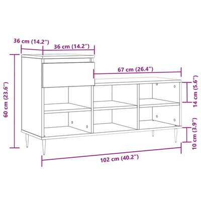 vidaXL Omarica za čevlje bela 102x36x60 cm inženirski les