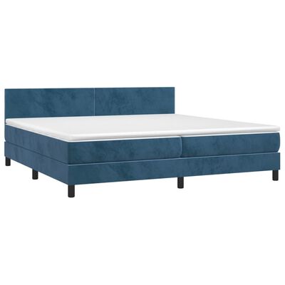 vidaXL Box spring postelja z vzmetnico temno modra 200x200 cm žamet