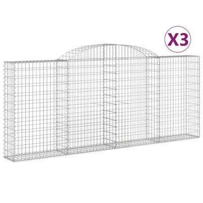 vidaXL Obokane gabion košare 3 kosa 300x30x120/140 cm pocinkano železo