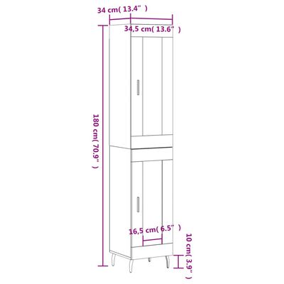 vidaXL Visoka omara rjavi hrast 34,5x34x180 cm inženirski les