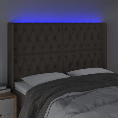 vidaXL LED posteljno vzglavje taupe 163x16x118/128 cm blago