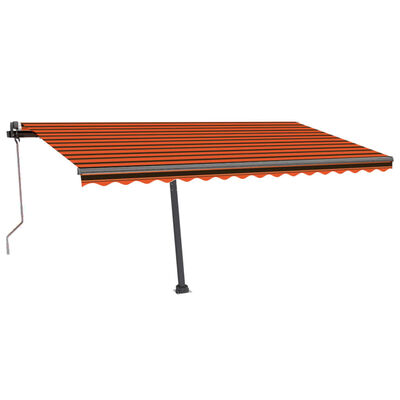 vidaXL Avtomatska tenda LED + senzor 450x300 cm oranžna/rjava