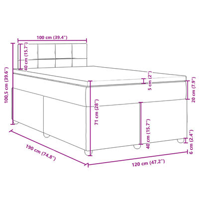 vidaXL Box spring postelja z vzmetnico temno siva 120x190 cm blago