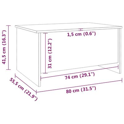 vidaXL Klubska mizica sonoma hrast 80x55,5x41,5 cm konstruiran les