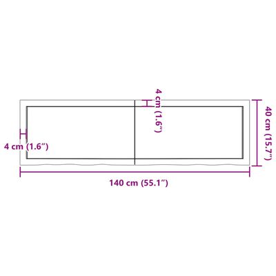 vidaXL Stenska polica temno rjava 140x40x(2-6) cm trdna hrastovina