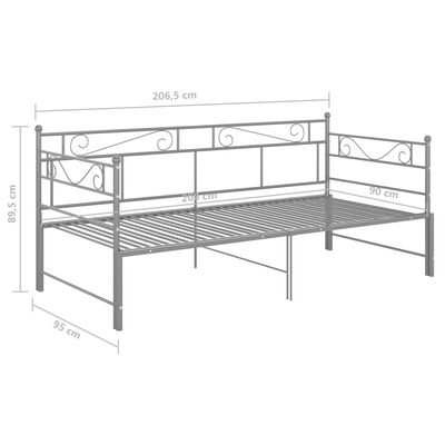 vidaXL Izvlečni posteljni okvir siv iz kovine 90x200 cm