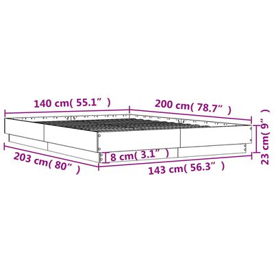 vidaXL Posteljni okvir sonoma hrast 140x200 cm inženirski les