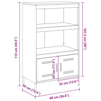 vidaXL Visoka omara bela 68x39x113 cm jeklo