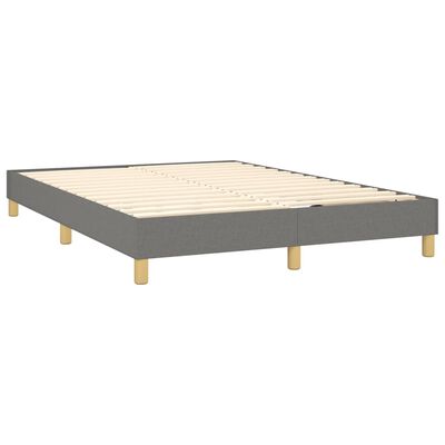 vidaXL Box spring postelja z vzmetnico temno siva 140x200 cm blago