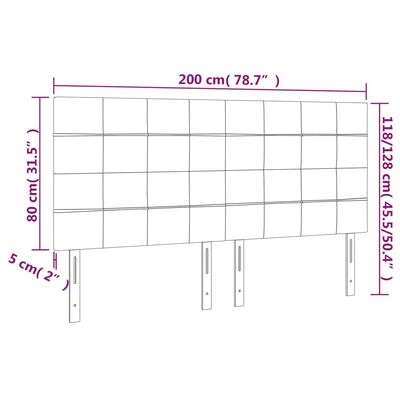 vidaXL LED posteljno vzglavje temno sivo 200x5x118/128 cm žamet