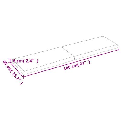 vidaXL Mizna plošča rjav 160x40x(2-6)cm obdelana trdna hrastovina