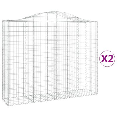 vidaXL Obokane gabion košare 2 kosa 200x50x160/180 cm pocinkano železo