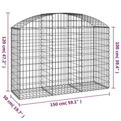 vidaXL Obokana gabionska košara 150x50x100/120 cm pocinkano železo