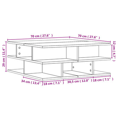 vidaXL Klubska mizica bela 70x70x29 cm inženirski les