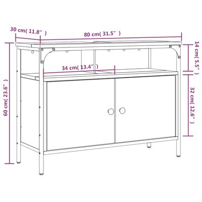 vidaXL Omarica za umivalnik siva sonoma 80x30x60 cm inženirski les